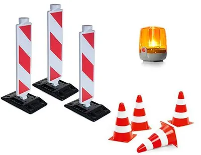 Accessoireset: 3 Leitbaken, Taschenlampe, 4 Pylonen