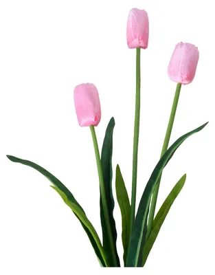 Produktbild von Künstlicher 3-köpfiger Seidentulpenstrauß mit biegsamen Eisendrahtstielen, künstliches Blumenarrangement, Hochzeitsdekoration, Fotorequisiten