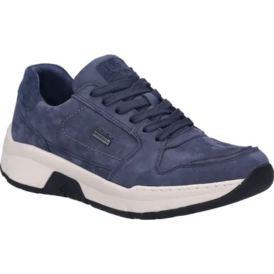 A single blue athletic shoe is shown from a side-angle on a white background.