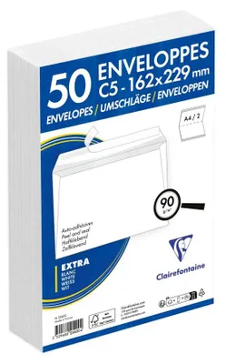 Produktbild von Clairefontaine Umschl Haftkl 162x229 C5 90g Pck/50