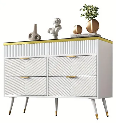Image de Commode moderne - Armoire de rangement - Meuble de rangement avec tiroirs - Commode avec tiroirs - Commode avec plateau en verre