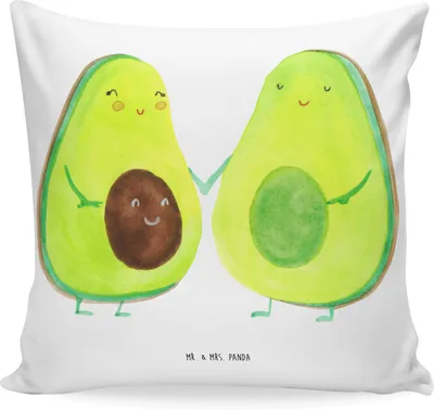 Produktbild von Mr. & Mrs. Panda kissen für sofa Avocado Pärchen - Weiß - Geschenk, Zierkissen, Liebe, Schwangerschaft, Hochzeit, Gesund, Sofakissen, 40x40, kuschelkissen, Avocados, Deko