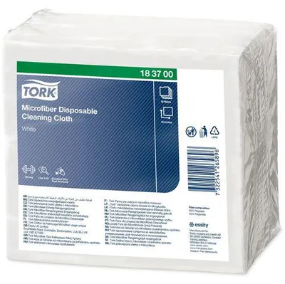 Produktbild von Tork Einweg-Mikrofaser-Reinigungstuch 29,5 x 34 cm, weiß - 40 Stück