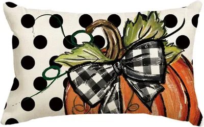 Obrázek produktu pro Dekorativní povlak na polštář v podzimní oranžové barvě s motivem dýně, 30 x 50 cm