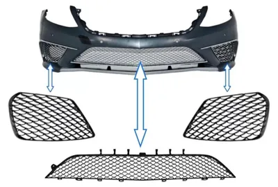 Produktbild von Stoßstange Kühlergrill für Mercedes S-Klasse W222 13-17 S63 Look Glänzend schwarz.