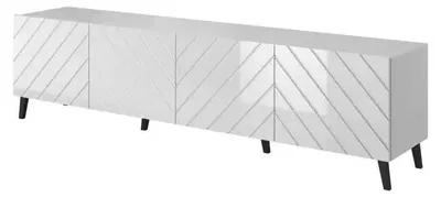 Zdjęcie produktu dla Szafka RTV ABETO 200x42x52 biała/biały połysk