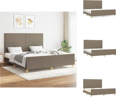 Immagine prodotto di vidaXL Struttura letto con testiera in tessuto taupe 160x200 cm - Letti e strutture letto