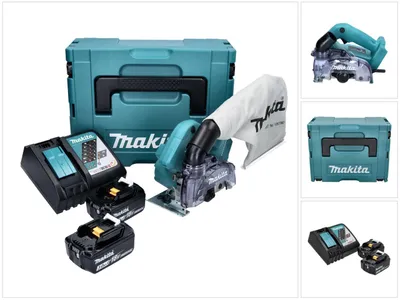 Image de Makita DCC 500 RFJ Scie circulaire sans fil 125 mm Brushless 18 V + 2x Batteries 3,0 Ah + Chargeur + Coffret Makpac