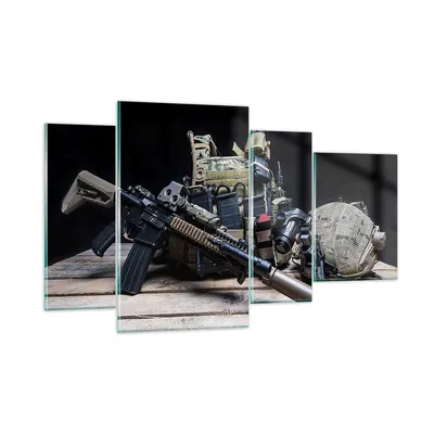 Produktbild von Bilder auf glas - Militaria Gewehr - 120x70cm - Glasbilder - Wandbilder - Kunstdruck - zum Aufhängen bereit - Wanddekoration aus Glas - Glas Bilder - Wandbild auf Glas - 4 Teile - GDL120x70-3889
