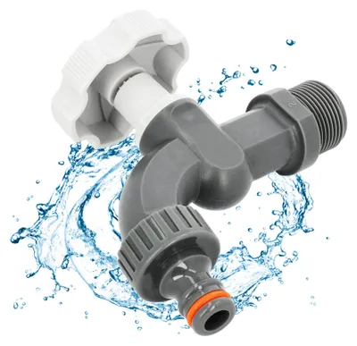 Kunststoff-Gartenwasserhahn 3/4" x 3/4" mit Adapter