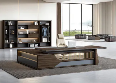 Immagine prodotto di Elegante scrivania angolare marrone Scrivanie da studio di design Mobili