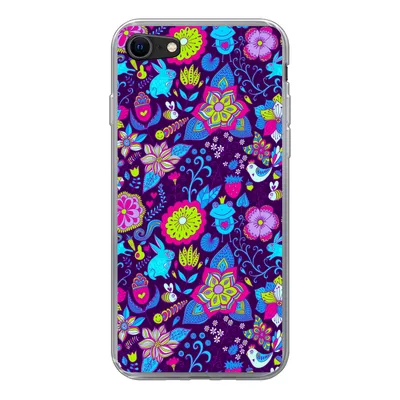 Produktbild von MuchoWow® Handyhülle Schutzhülle Hülle für iPhone SE 2022 Mädchen - Kaninchen - Rosa - Muster - Mädchen - Kinder - Kinder Silikon Softcase Handy Hülle - Schutzhülle