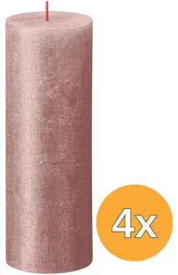 Productafbeelding van 4x Bolsius Metallic Rustiekkaars 190/68 Roze (1 stuk)