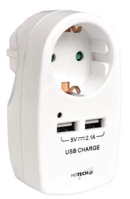 Produktbild von Steckdose mit 2 USB-Ladeanschlüssen, 3x USB Ladefunktion