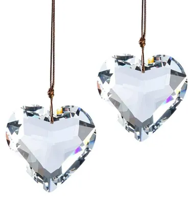 2 Herz-Sonnenfänger aus Kristallglas, 1,77 cm, transparent