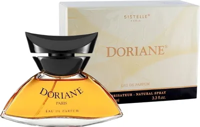 A bottle of Doriane perfume and its packaging are displayed against a white background.