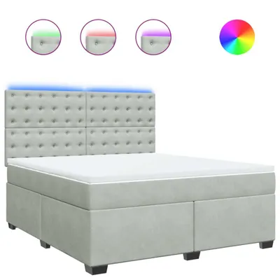 Produktbild von Boxspringbett mit Matratze Hellgrau 180x200 cm Samt