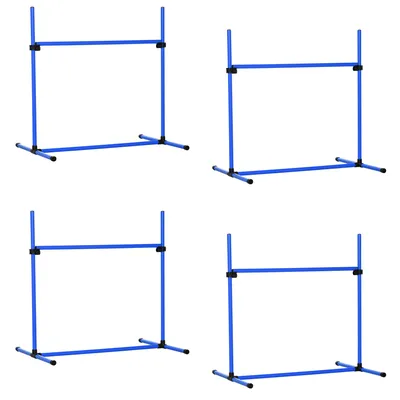 Produktbild von Agility-Set Hunde 4-teilig, 99x65x94cm, höhenverstellb., 2 Hürden, 2 Slalom, 4 Bodenstangen (Blue)
