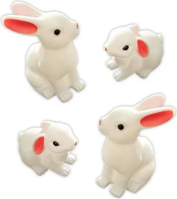 Produktbild von 4er Set LED Schneehasen mit Kind Batteriebetrieben Nachtlicht Hase Deko Lampe Kaninchen Leuchte Dekolicht Tischleuchte