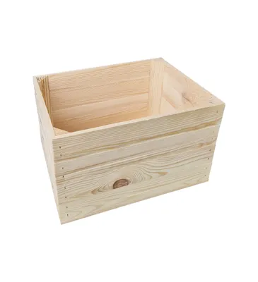 A wooden crate on a white background.