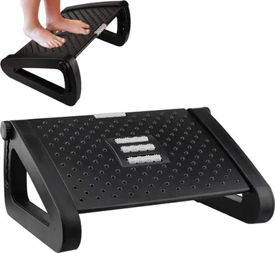 Immagine prodotto di Poggiapiedi ergonomico, regolabile in altezza, con funzione massaggio, per la casa e l'ufficio