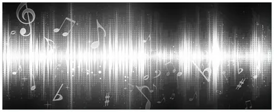 Produktbild von Wallario Premium Glasbild, freischwebende Optik, kräftige Farben, Größe 80 x 32 cm Motiv Noten der Musik in schwarz und weiß