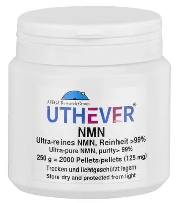 Produktbild von 250 g UTHEVER® NMN in Form von 2.000 Lutschtabletten für die bequeme Dosierung Ihres NMN