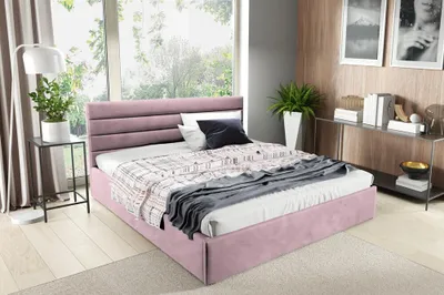 Produktbild von BETTSO Doppelbett Polsterbett Bett mit dekorativ Kopfstütze und Bettkasten BELLA 180 x 200 cm Rosa