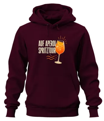 Productafbeelding van Aperol Spritz cocktail, zomer, vrijgezellenfeest, aperitief, hoodie, sweater, bordeauxrood, maat S