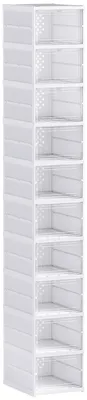 Produktbild von 10-stufiges Schuhregal, Schuhschrank, faltbar, belüftete Rückseite, Kunststoff, Weiß