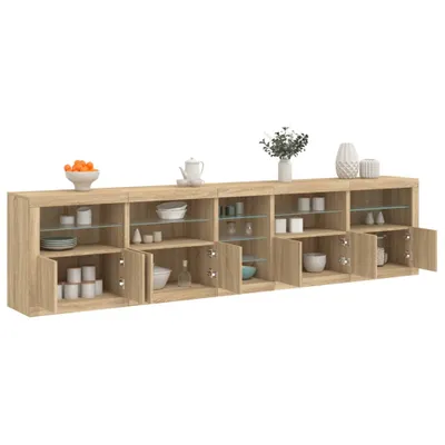 Image de vidaXL Sideboard avec lampes LED Chêne Sonoma 283x37x67 cm