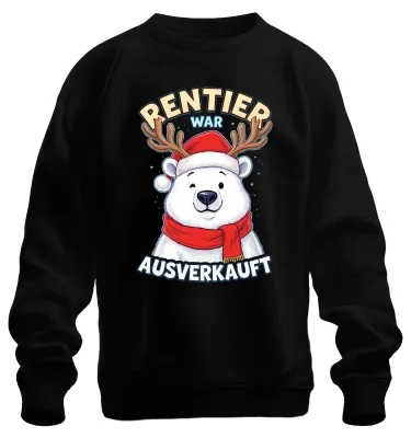 Productafbeelding van Rentier met gewei, grappig kerstmotief, uni sweatshirt, zwart, maat S