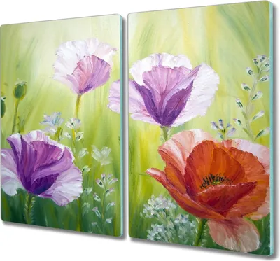 Produktbild von Coloray Küchenbrett Kochplattenabdeckung Hackbrett Schneidebrett Herdabdeckplatte 2x30x52 cm - Pflanzen Blumen