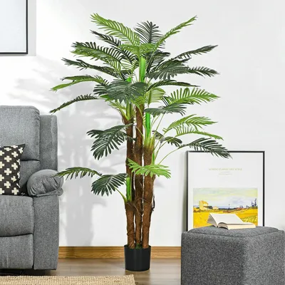 Produktbild von Kunstpflanzen Palme mit Topf Kunstbaum Zimmerpflanze Künstlicher Dekopflanze Büropflanze für Wohnzimmer 160 cm