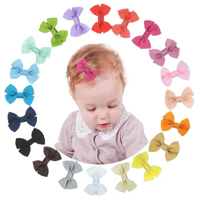 Produktbild von Haarspangen und Haarschleifen für Mädchen, 20 Stück, Babyhaarspangen, Haarspangen, Haarschleifen, Haarschmuck, Haaraccessoires für Mädchen und Kinder, aus Ripsband und Metall.