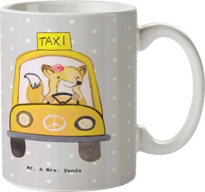 Produktbild von Mr. & Mrs. Panda Kaffeetasse Taxifahrerin Herz - Grau Pastell - Geschenk, Keramiktasse, schöne tasse, Becher, Pott