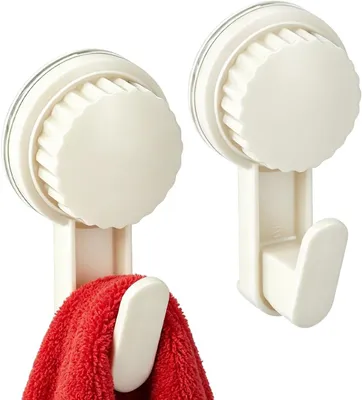 Imagen del producto de Ganchos adhesivos sin necesidad de taladro, color blanco, doble gancho, 2 unidades, para baño