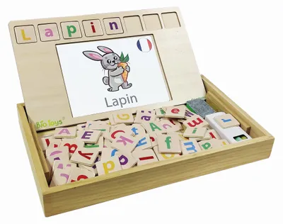 Image de LexibookToys, École des Mots, version bilingue français/anglais, jeux en bois, 50 cartes, alphabet, jeu éducatif, EDU100i1LXB