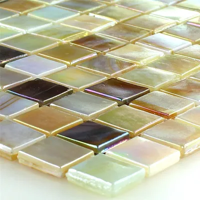 Produktbild von Glasmosaik Fliesen Perlmutt Effekt Carbonera Beige Gelb Braun