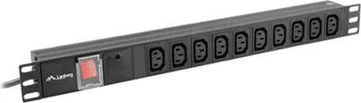 Immagine prodotto di Striscia di prese PDU Lanberg 19" 1U 10x IEC C13 C14 2m nero