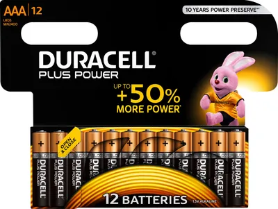 Produktbild von Duracell Plus Power, Einwegbatterie, AAA, Alkali, 1,5 V, 12 Stück(e), Zylindrische