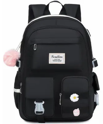 Produktbild von Schulrucksack für Teenager Mädchen, 17,3 Zoll Laptop Rucksack, Büchertasche, Damen Rucksack Schwarz