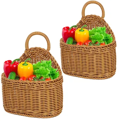 Image de Omgoods - Lot de 2 paniers suspendus pour fruits, en plastique tressé