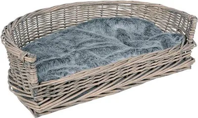 Image de Tapis de sol en osier pour animaux de compagnie, avec coussin amovible - Gris