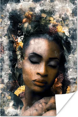 Produktbild von MuchoWow® Poster Frau - Rauch - Blumen 80x120 cm - Papierdruck