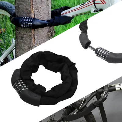 Produktbild von SWANEW Fahrradschloß Mit Stahlkettengliedern Motorradschloß Schwarz Kombinations 120cm