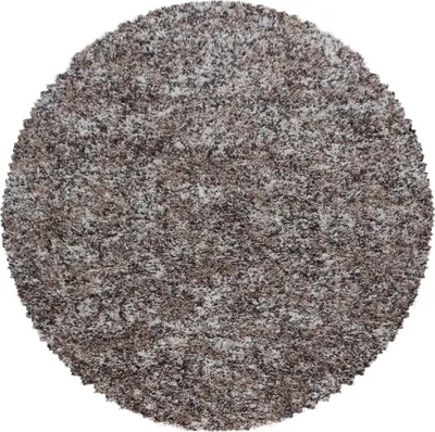 Produktbild von Teppich Wohnzimmer Hochflor Beige 160x160 Rund Meliertes Design aus Polypropylen
