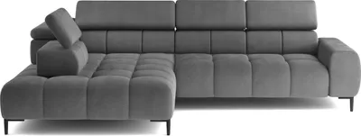 Produktbild von DOMO-HOME Ecksofa PLAZA L mit elektrischer Sitzverstellung 300x216cm | Komfortable U-Form | Verstellbare Kopfstützen | Hochwertige Polsterung | Modernes Design mit Metallfüßen | Farbe dunkelgrau Solar | Links