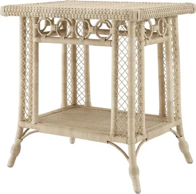 Produktbild von Casa Padrino Luxus Rattan Beistelltisch Naturfarben 75 x 55 x H. 77 cm - Luxus Wohnzimmer Möbel