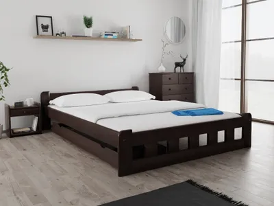Obrázek produktu pro Postel Naomi zvýšená 160 x 200 cm, ořech Rošt: S laťkovým roštem, Matrace: Bez matrace